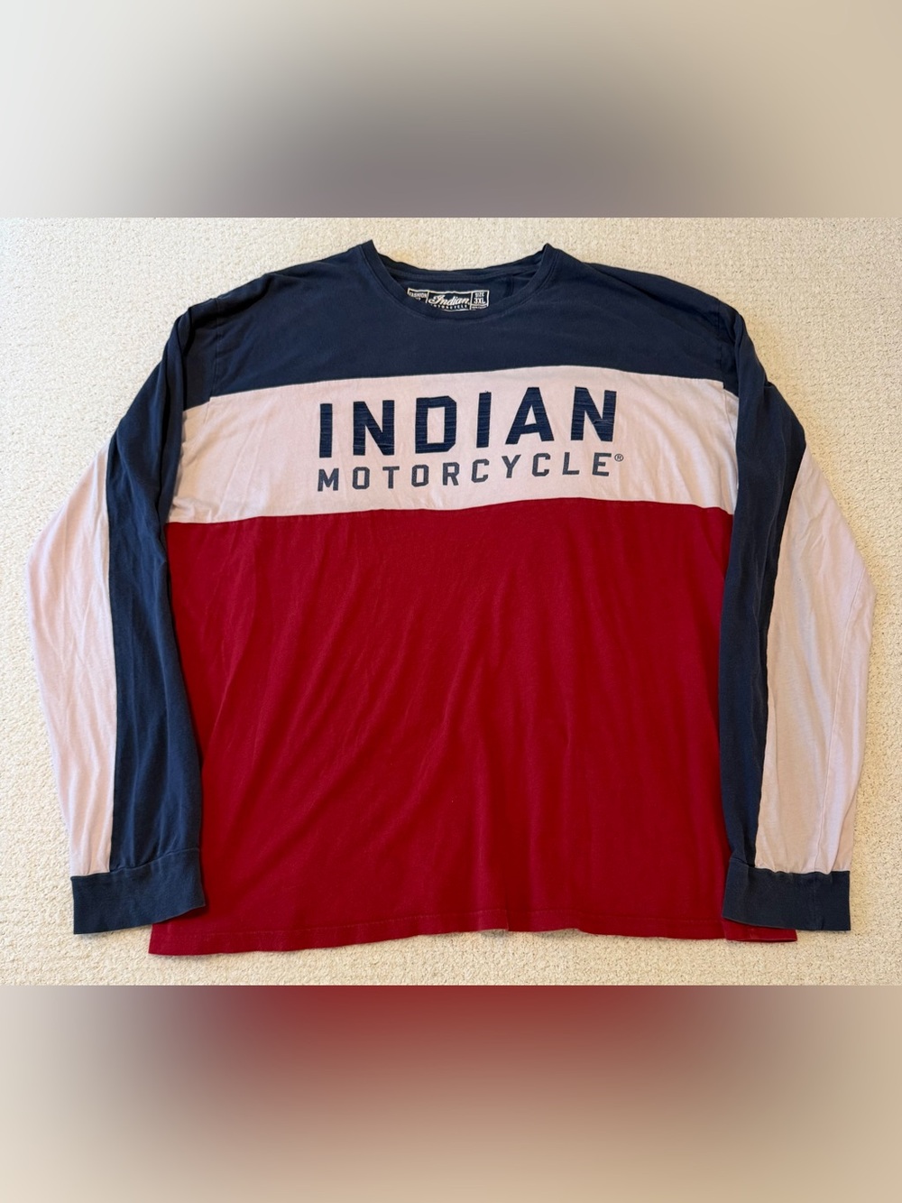 Indian Motorcycle Long Sleeve T-Shirt Size 3XL Red White Blue